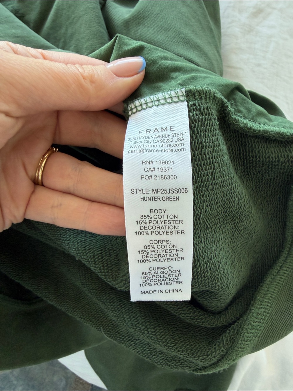 Frame Denim Olive Green Crewneck Sweatshirt - Picture 4 of 7